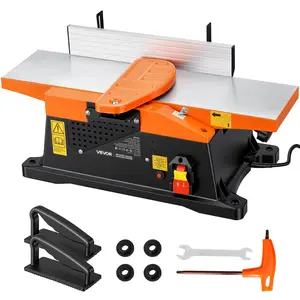 Summervibes VEVOR Spiral Benchtop Jointer, 6 in, 2 HP 12000 RPM Bench Top Wood Jointer, with 12-Blade Spiral Cutterhead, Up to 1/8 in Depth, Adjustable Fence, 6x 23 in Cast Aluminum Table, for Woodworking DIY