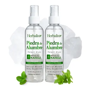 2 Bottles - Natural Crystal Piedra Alumbre Deodorant Spray – Refillable 80g (2.82oz) Each - Potash Alum Mist for Women, Men & Teens – With Real Alum Stones – Aluminum-Free, Long-Lasting