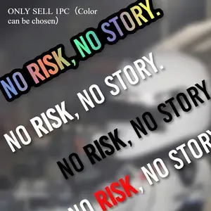 1PC Street Adventure Light Cool Decor Sticker (for bicycle stem/creative skateboard/riding backpack) "NO RISK, NO STORY." logo design, street tough & passionate outdoor riding trendy vibe Decor sticker + street riding-style decor goods Wheel Decal