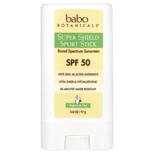 Babo Botanicals Super Shield Sport Stick, SPF 50, Fragrance Free, 0.6 oz (17 g)