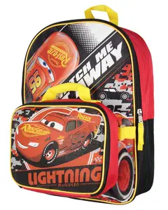 Disney Cars Lightning McQueen 16" Kids Backpack and Lunch Box Set For School or Travel