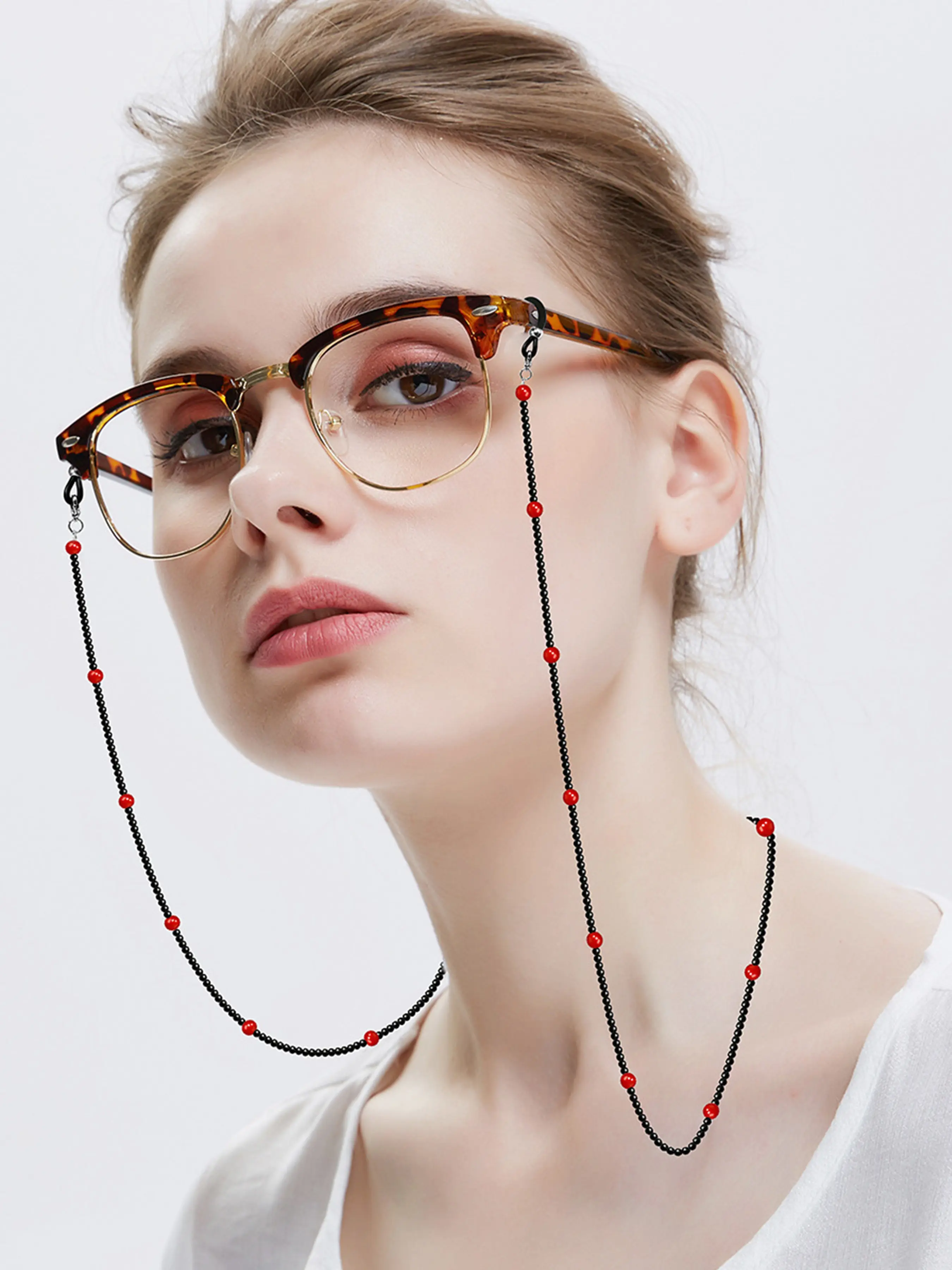 Vintage Crystal Stone Eyeglass Chain, Adjustable Necklace Strap, Stylish Accessory for Glasses & Masks, Perfect Gift Idea