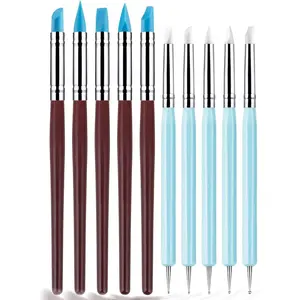 Silicone Clay Sculpting Tool - 10Pcs Modeling Dotting Tool for Pottery Craft, Rock, Nail, Blending, Drawing