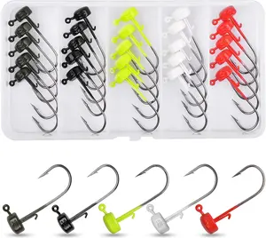 Ned Rig Mushroom Jig Heads Kit,20/25pcs Finesse Shroom  Jig Hooks for Soft  Lures Bass Crappie Jig Heads Fishing Hooks for Freshwater Saltwater 1/10oz 1/8oz 1/6oz