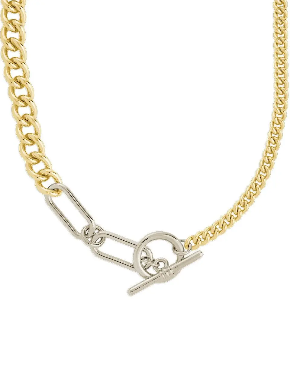 Sterling Forever Suzanne Mixed Link Dual Tone Sterling Silver Necklace, Shining Daily Necklace for Adults, Casual Wear Jewelry Accessory