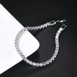 Luxury Hiphop Iced Out 4mm Cubic Zirconia Crystal Tennis Bracelets For Women Men Gold Color Silver Color Bracelet Chain Jewelry