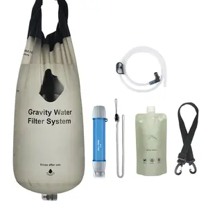 Gravity Water Filter System w/ 2-Gal Bag & 0.1-Micron Water Filter Straw, Gravity-Fed  System Water Purifier  for Camping, Backpacking, Hiking &  Preparedness