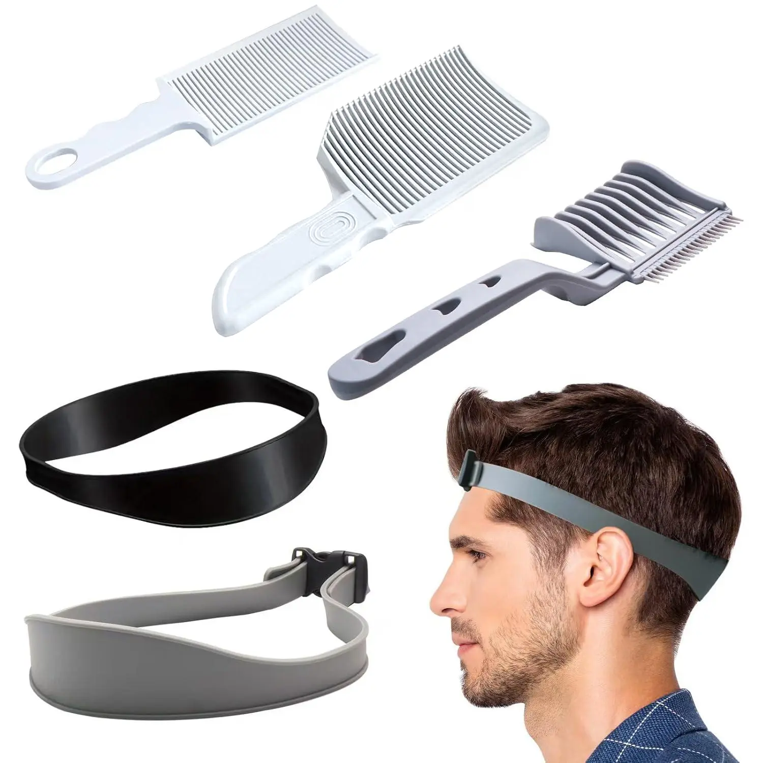 5PCS fading trimming comb, fading comb, self hair cutting tool, men's self hair cutting kit, very suitable for professionals and families to use.