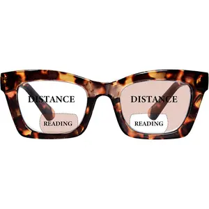 Bifocal Reading Glasses for Women Oversized Square Frame Clear Top Progressive Readers for Women Blue Light Blocking Computer Readers with Spring Hinges