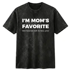 Cotton Funny Moms Favorite Son Daughter I'm Mom's Favorite T-Shirt Golf Gift for Men and Women Summer Wear