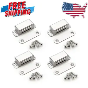 4 Pack Silver Magnetic Door Catch, Brushed Satin Nickel