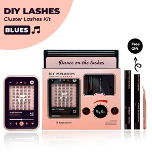 JBEXTENSION USA DIY EYELASHES KIT 【10-14mm Mix Lash Clusters with Lash Bond and Seal and Lash Applicator Tool for Self Application at Home】 Eyelash Extension Makeup Eyelashes Extensions