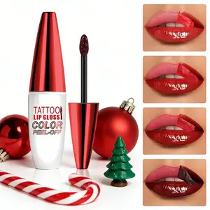 4-Color Tattoo Lip Gloss Color Peel-Off,Long-lasting Moisturizing Hydrating Lipstick for Normal Skin Radiant Finish 50g Super Glossy Makeup Gift