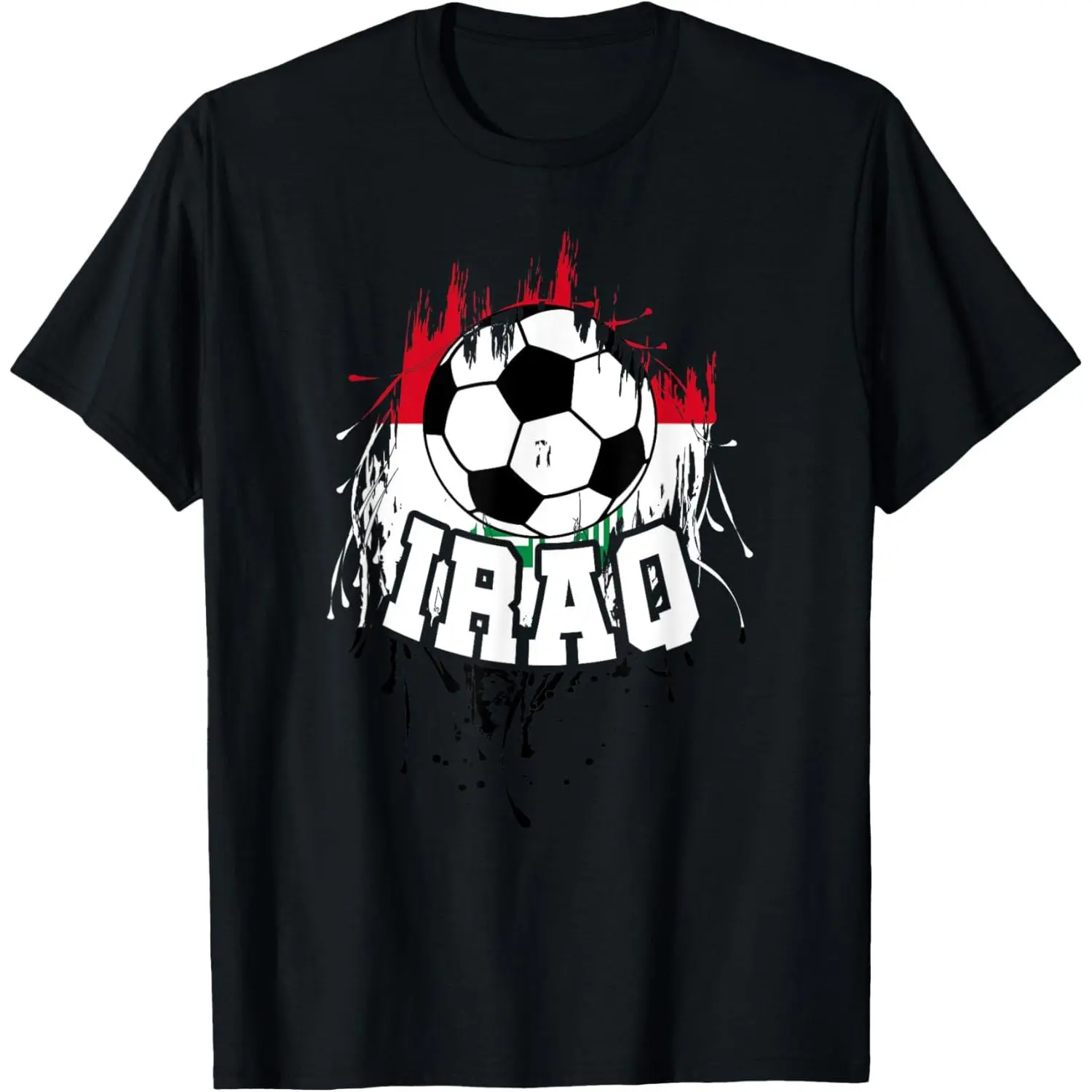Men's Pure Cotton Iraq Soccer Graphic T-Shirt - Round Neck, Short Sleeve, Natural Fabric, Casual, Fitness-Friendly Top, Ideal Gift for Men