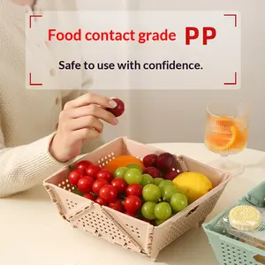 Foldable Creative Fruit Basket - Food-Contact Grade PP Plastic Household Organiser for Kitchen, Living Room Safe Storage