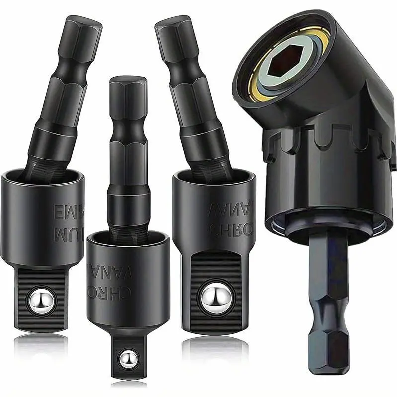 Impact Grade Power Tool Set, Equipped with Plug Adapter, 360° Rotatable Hexagonal Handle Impact Driver Sleeve Adapter, Square Head Anti-Fracture Design, No Assembly Required, Suitable for 1/4", 3/8" And 1/2" Impact Drivers