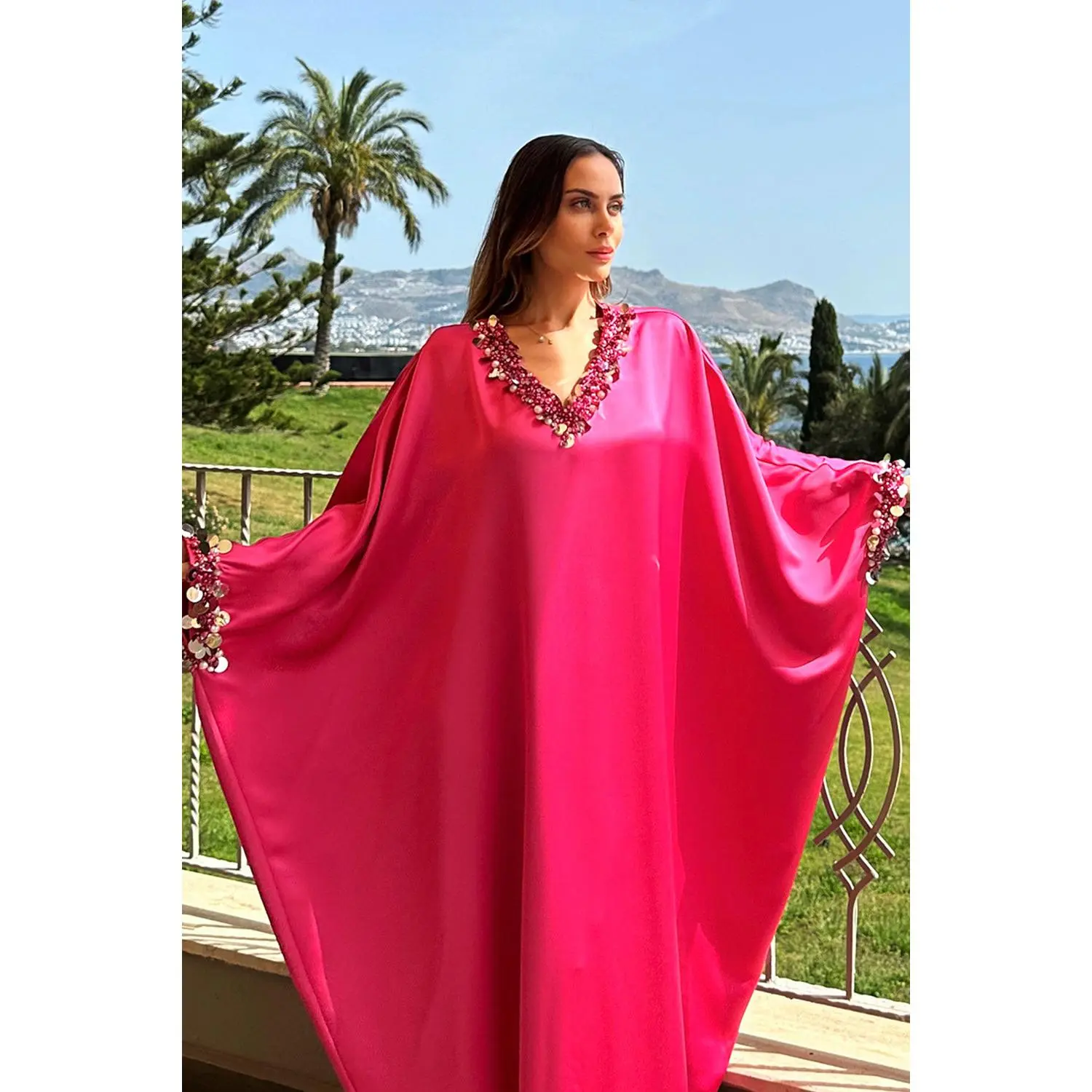Savannah Fuchsia Pink Caftan Dress