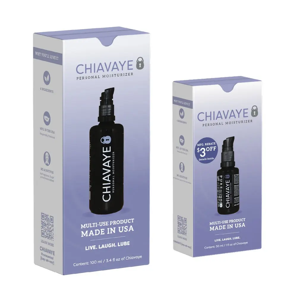Chiavaye Personal Moisturizer– Multi-Use Personal Care Formula – Water-Based, Non-Greasy, pH Balanced – Combo Pack 100mL and 30mL