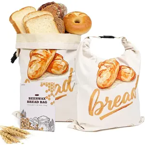Beeswax Bread Bags Natural Beeswax-Lined Cotton Reusable Sourdough bread bags Bakery Freshness for Homemade (2 Pack)