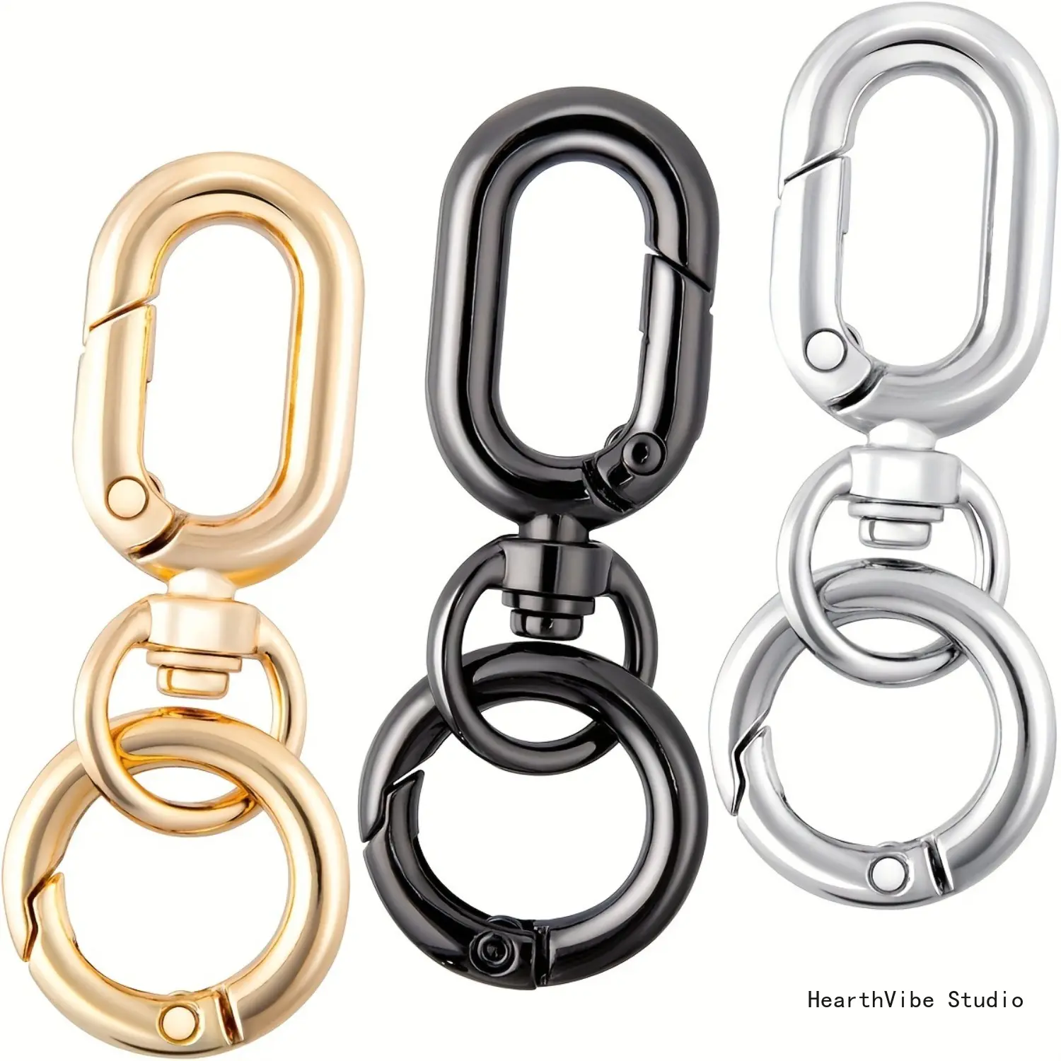 Oval Zinc Alloy Carabiner Clip, Spring-Loaded Interlocking Toggle Clasp for Hammock Camping and Outdoor Gear, Spring-Loaded Toggle Clasp, Interlocking Link, No