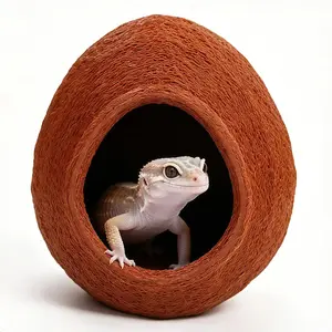 Egg-shaped hiding places—effectively relieve pet stress, suitable for reptiles, frogs, and snakes; ideal for landscaping and decorating terrariums for terrestrial/semi-aquatic animals, and aids in molting and egg-laying., Bio-Mimicry, Chew-Resistant