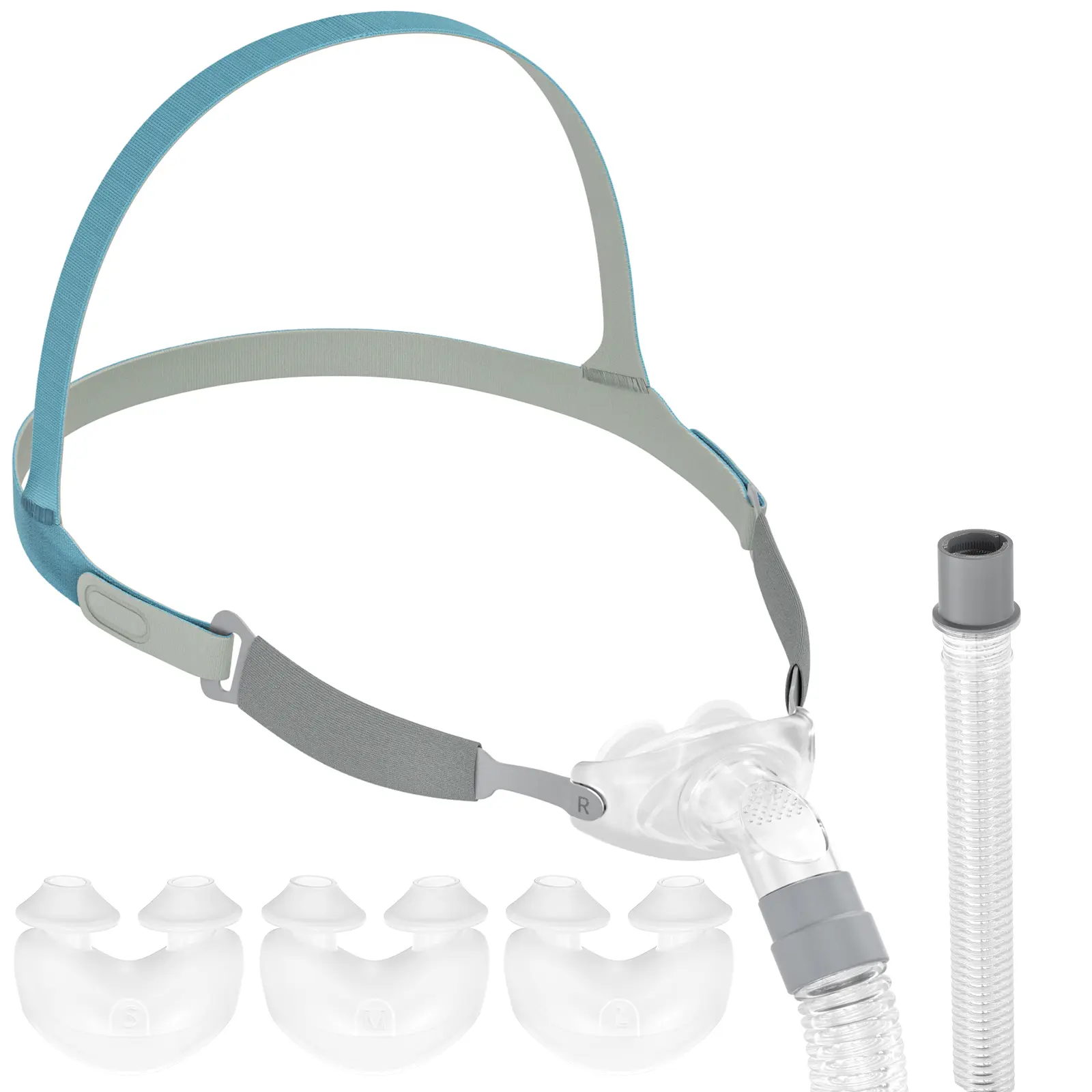 AirFit P10 Compatible Silicone Nasal Pillow Mask Kit, 3 Sizes (S/M/L) with Elastic Adjustable Headgear, Nose Mask Assembly, Lightweight, Quiet, Easy to Clean, Reduces Shifting, Supports Stable Seal