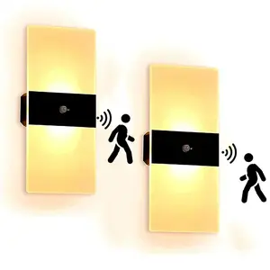 6000K Warm White Motion Sensor Wall Sconce – Battery‑Powered, USB‑Rechargeable Wireless Indoor Night Light for Hallway, Stairs & Living Room