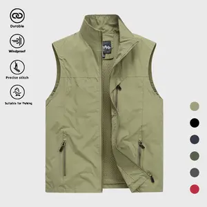 Men’s Golf Vest – Dry Fit Moisture-Wicking Performance Sports Sleeveless Lightweight Pullover Quarter Zip Waistcoat Vest Beige