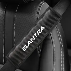 Hyundai Elantra Seat Belt Shoulder Cover, PU Leather & Carbon Fiber Stripe, Car Interior Accessory, Enhances Driving Comfort, Available in 1pc/2pcs, Car Accessories