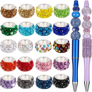 120 Pcs Rhinestone Spacer Beads for Beadable Pens, 11mm Large Hole Crystal Beads for DIY Beaded Pens, Pen Making Supplies, Keychains, Bracelets Crafts, Beading Making, DIY Craft Embellishments, DIY Beading Accessories, Decorative Beads