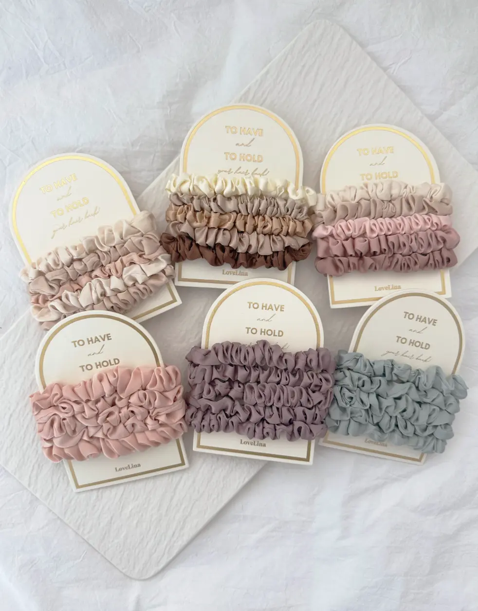 5PC Skinny Silk Scrunchies Hair Ties, Perfect Gift