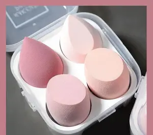 Colorful Makeup Sponge with Storage Case, 4 Counts/set Face Detail Beauty Blender, Soft Beauty Egg for Liquid Foundation,Loose Powder, Cosmetic Tool
