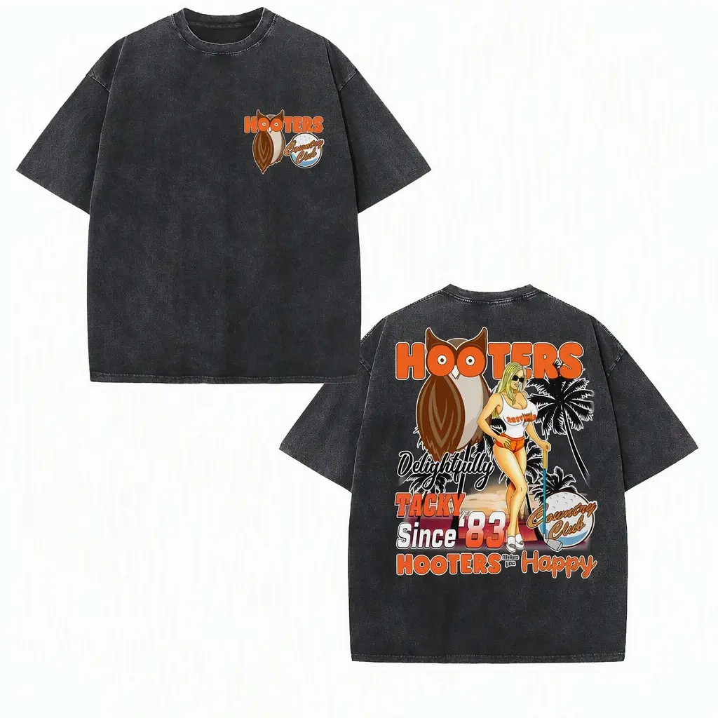 Mens Vintage 90s Hooters Country Club Graphic Tee Oversized Soft Cotton Casual Stylish Short Sleeve Top Unisex Streetwear Adult Gift Apparel Garment For Men Women