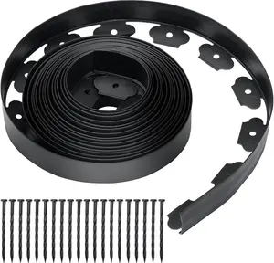 No Dig Landscape Edging Border, 2'' Tall 40FT Garden Edging Kit with 60pcs Anchoring Stakes for Lawn, Gardens and Yards (Black)