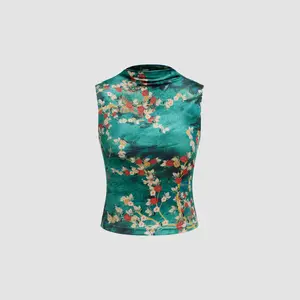 Cider [size 2-10] Velvet Stand Collar Floral Tank Top SwimWeek