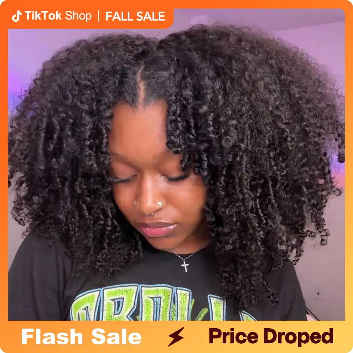 Vshow Afro Curly Hair V Part Wig No Leave Out Human Hair Glueless Wigs With Drawstring Ready To Go Protective Style Half Wig For Women Natural Looking
