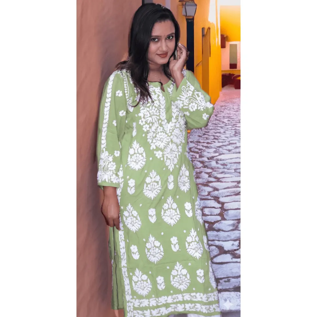 Modal Heavy work long Kurti