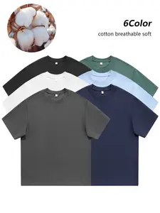 Men's short sleeved T-shirt summer 100% pure cotton top fabric soft, skin friendly, breathable solid color daily commuting, leisure outdoor activities wear