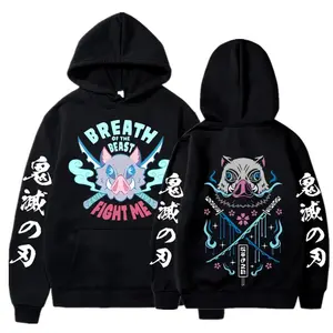 Anime Demon Slayer Hoodie Kimetsu No Yaiba Funny Fight Inosuke Hooded Sweatshirt Men Women Cotton Pullover Unisex Streetwear IYJ