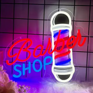 Barber Shop  LED Neon Decorative Sign Wall Or Tabletop Commercial Decorative Sign, Suitable For Living Room, Living Room, Bedroom, Bar, Party, Party, Man Cave, Unique Decorative Gift For Friends,Business Sign，5V2A USB Power Supply 10 Level Dimmable