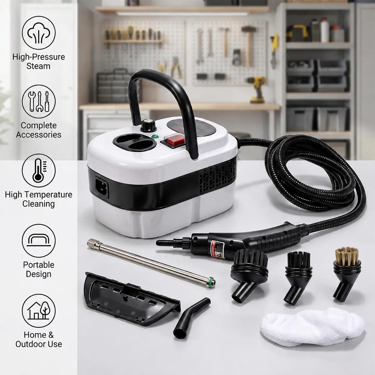 【BackToSchool】2500W Multi-Purpose Portable Steam Cleaner - High-Temp Plastic Body Power Tool for Home Tile, Grout Surfaces - Car Detailing, Father's Day Gift, High-Temp Steam, Tile Cleaning, Tools And Gadgets