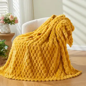 Super Soft Fleece Throw Blanket for Couch or Bed - 3D Ribbed Jacquard Decorative Blankets - Cozy Soft Lightweight Fuzzy Flannel Blanket Suitable for All Seasons Fleece Blanket for Couch - Super Soft Cozy Throw Blankets for Women Fluffy Blanket