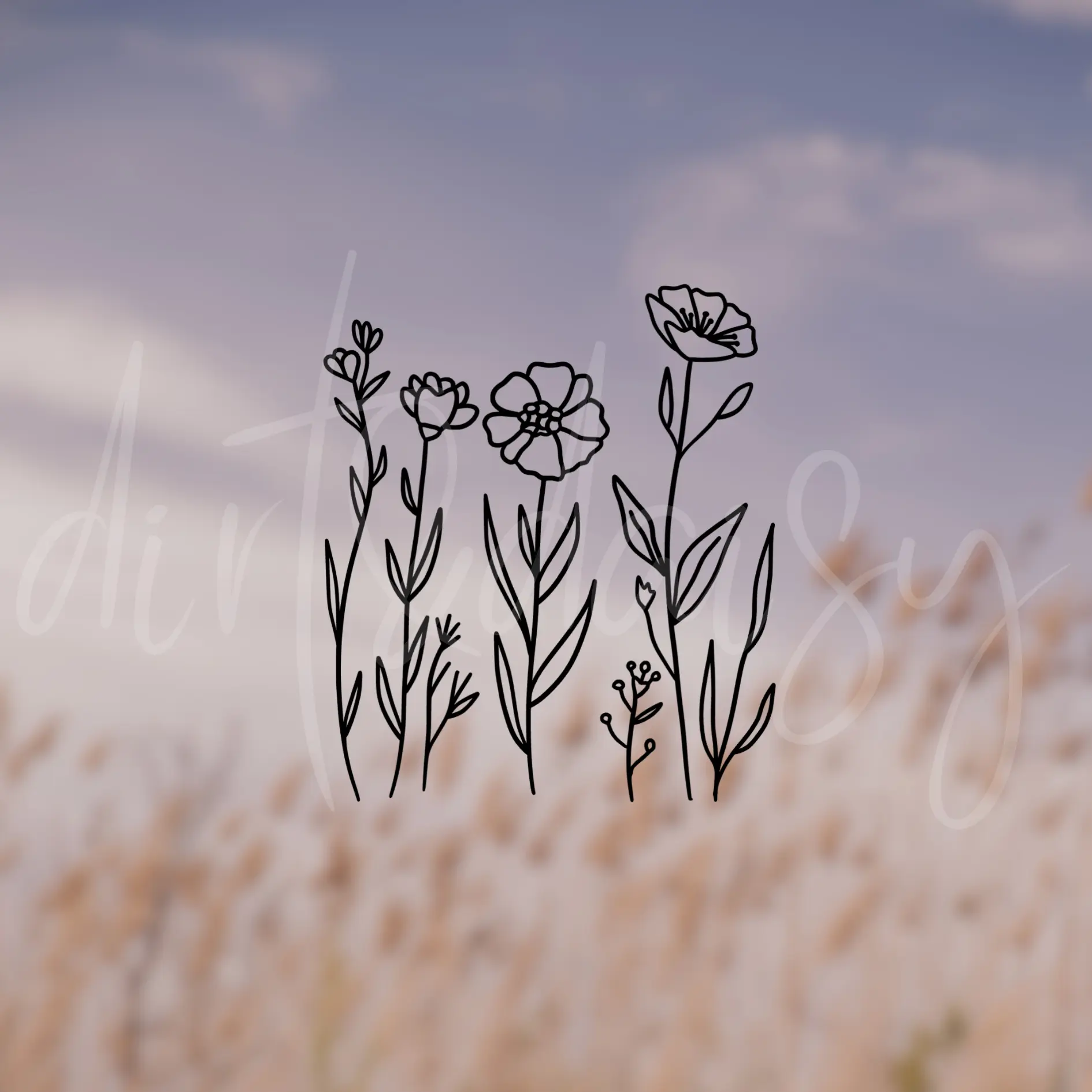 Floral Decal, Wildflower Stickers, Flower Gifts, Waterproof/Weatherproof