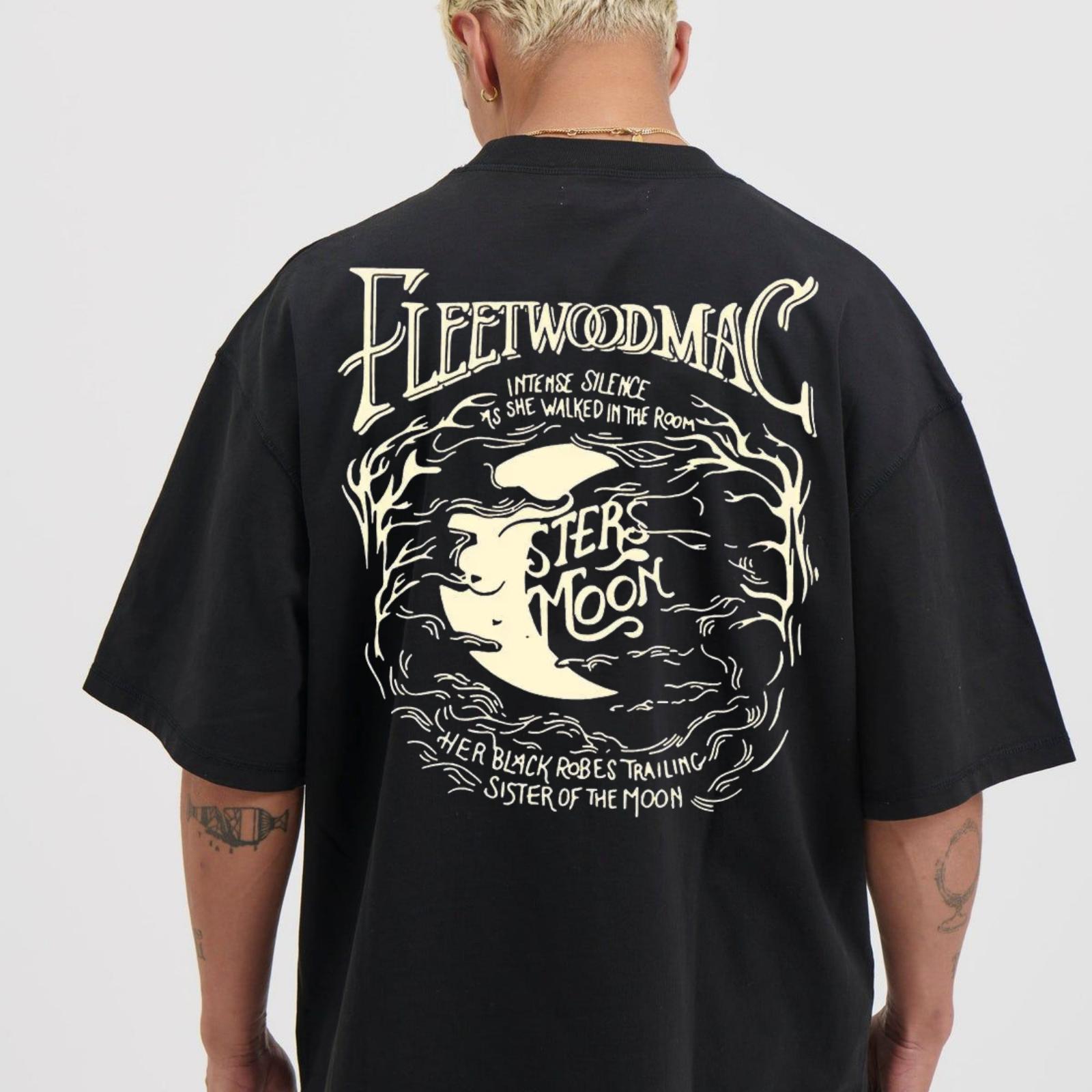 Holafish Men’s Vintage Moon Pattern Heavyweight Cotton Crewneck T-Shirt – Breathable Fabric, Unisex Streetwear Graphic Tee