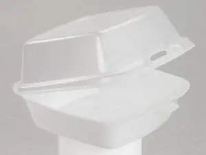 Dart DCC 60HT1 Foam Hinged Lid Carryout Container 5.88 in. x 6 in. x 3 in.