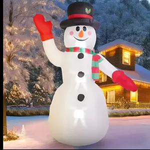 8FT Snowman Christmas Inflatables, LED Light Up Xmas For Blow Up Decoration, Christmas Decoration