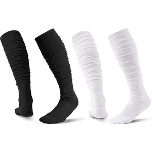 2 Pairs Scrunch Football Socks Compression Sports Socks Extra Long Padded Socks for Men Youths High Socks Tube Sock soccer sock comfort Athletic Gear
