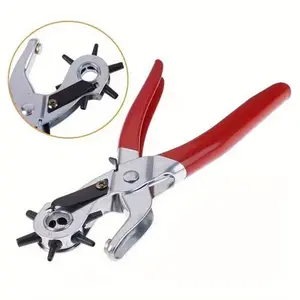 9" Leather Hole Punch Heavy Duty Hand Pliers Belt Holes 6 Sized Puncher Tool