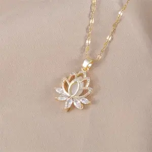 Aesthetic Lotus Flower Pendant Necklace  Sparkling Crystal Petal Charm  Trending Jewelry for Women • Elegant Cute Gift for Her • Boho Spiritual Style • Perfect for Layering • Viral Fashion Accessory • Beautiful Statement Pendant • Everyday Wear Must-Have