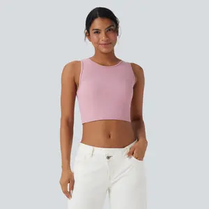 Halara Ribbed Knit Ultra-slim Cropped Casual Tank Top